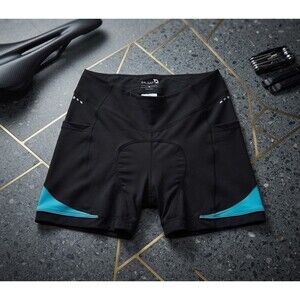Baleaf Womens Large Padded Cycling Shorts Black Turquoise Pocket Bike Reflective